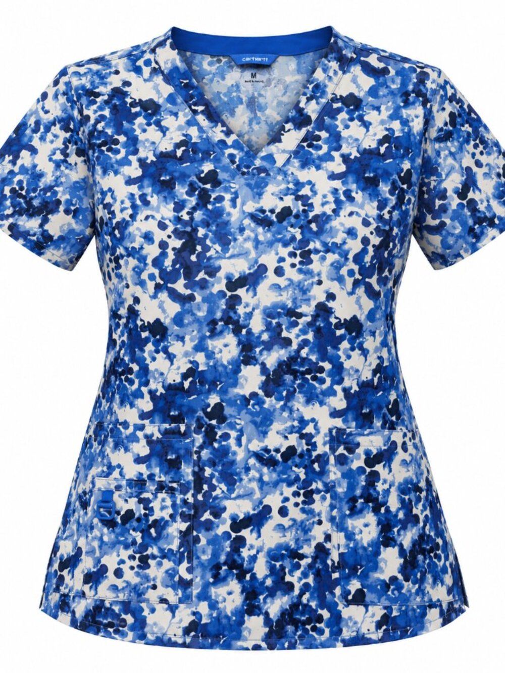 Carhartt Women’s Blue Floral V-Neck Scrub Top Size M